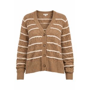 Cato XL Brown White Cable-Knit Striped Button Cardigan Sweater
